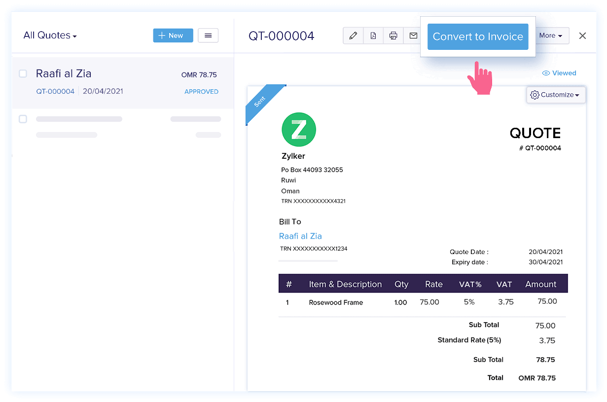 Convert Quotes to Invoices - Quote & Invoice Software for Small Business | Zoho Books
