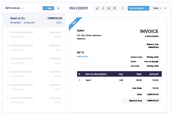 Send Professional Invoices - Startup Accounting Software | Zoho Books