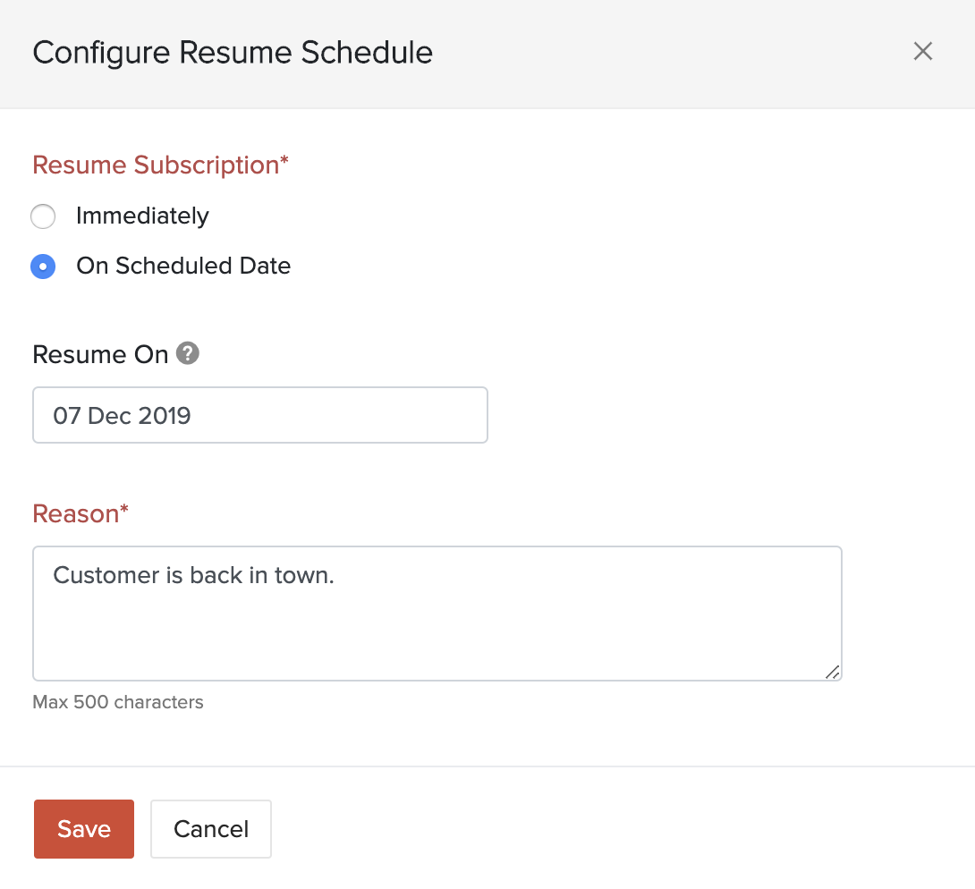 Configure Resume Schedule