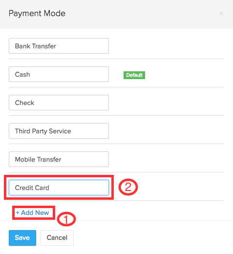 Create a new payment mode