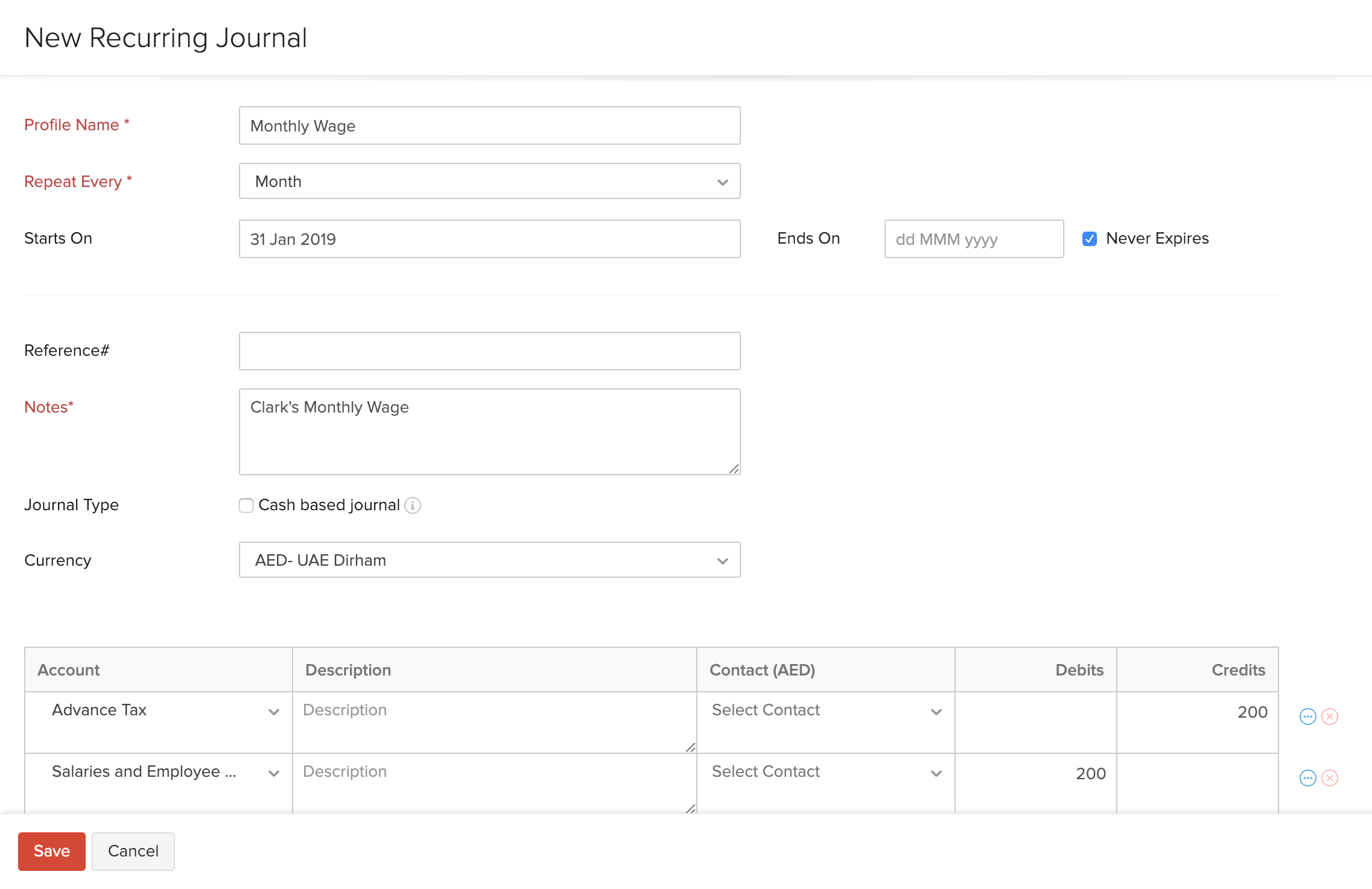 Create Recurring Journals