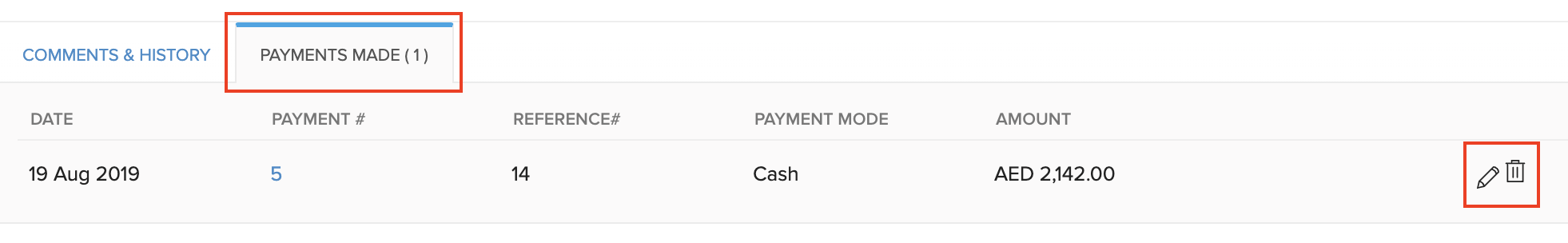 Payments Made Actions