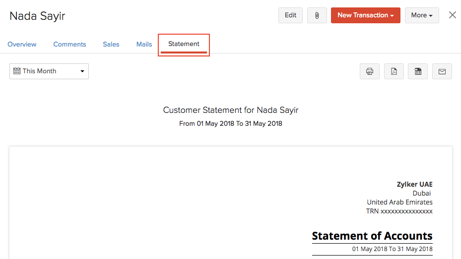 Customer statement