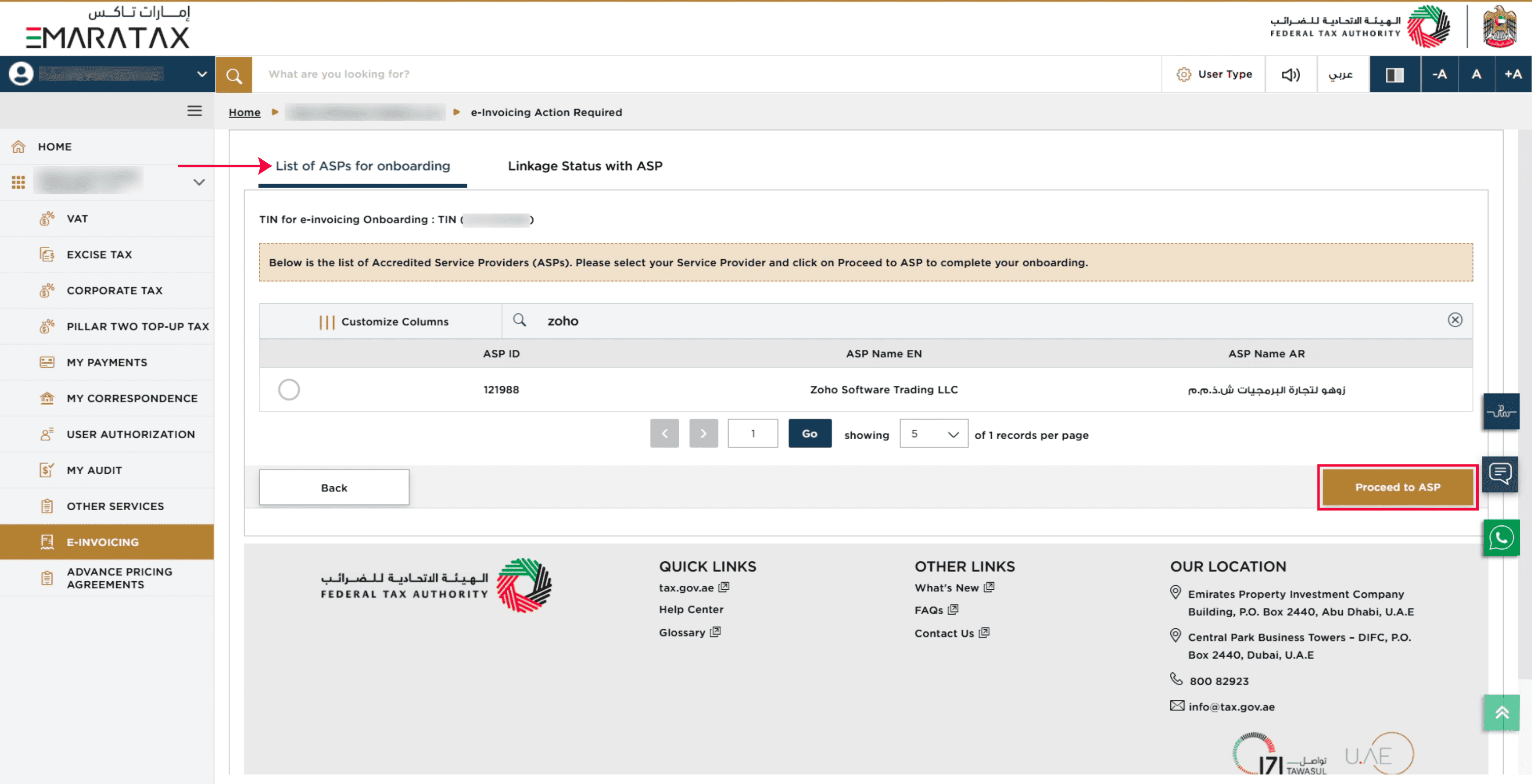 Select Zoho ASP