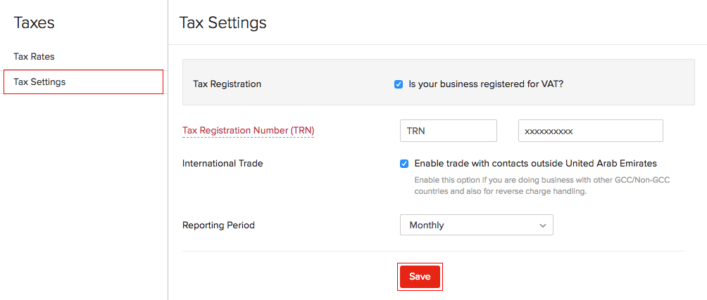 Enable Tax Settings