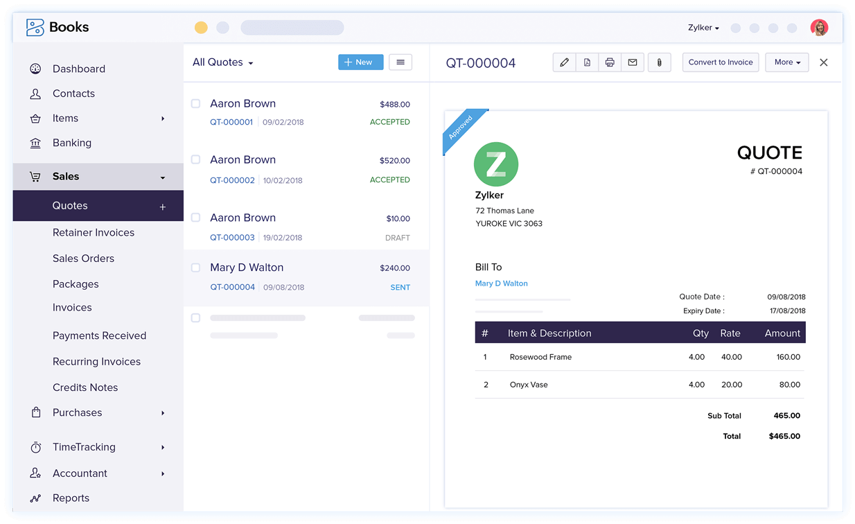 Create Quotes - Quote & Invoice Software | Zoho Books