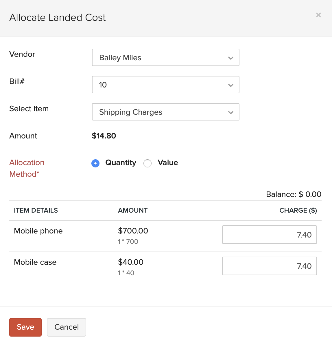 Allocate Landed Costs