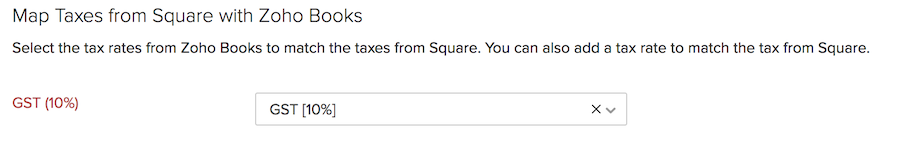 Tax mapping for Zoho Books with Square