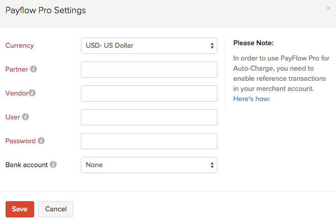 Setting up PayFlow Pro