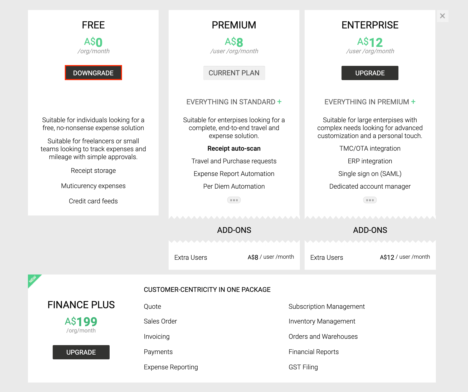 Downgrade Your Subscription