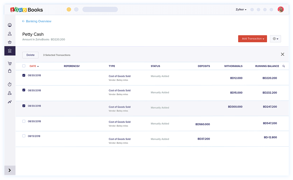 Bulk Banking Transaction - Bank Account Reconciliation Software | Zoho Books