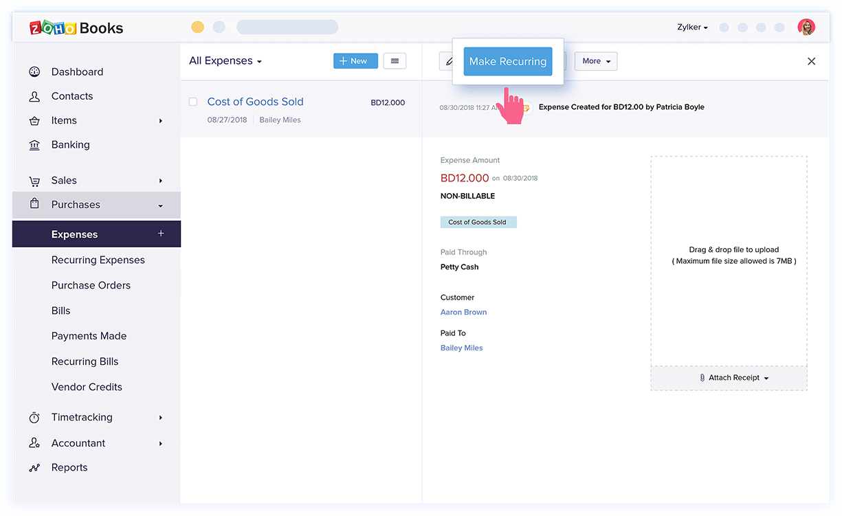 Recurring Expenses Management - Expense Accounting Software | Zoho Books