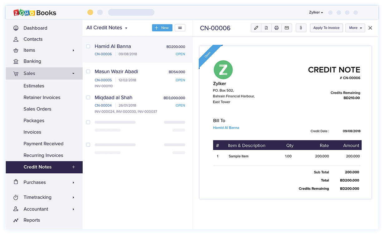 Credit Notes & Invoice Refunds - Invoicing and Bookkeeping Software | Zoho Books