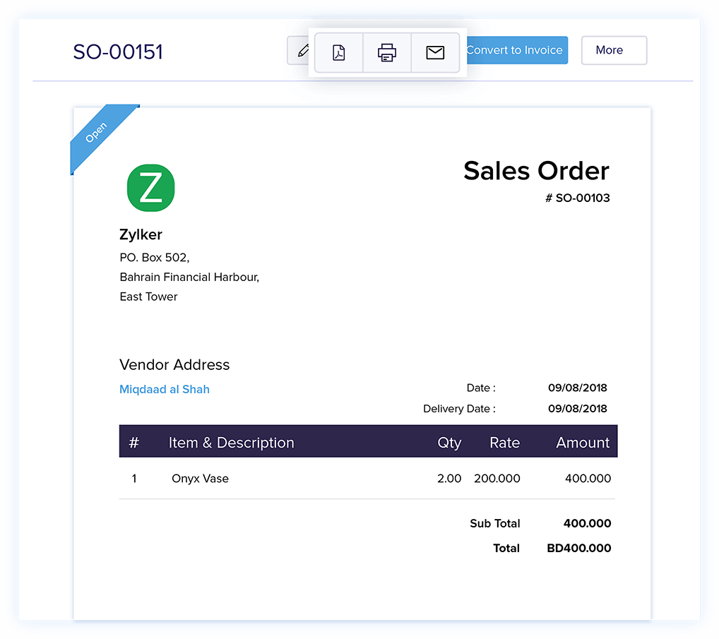 Create Copies of Sales Orders - Sales Order System | Zoho Books