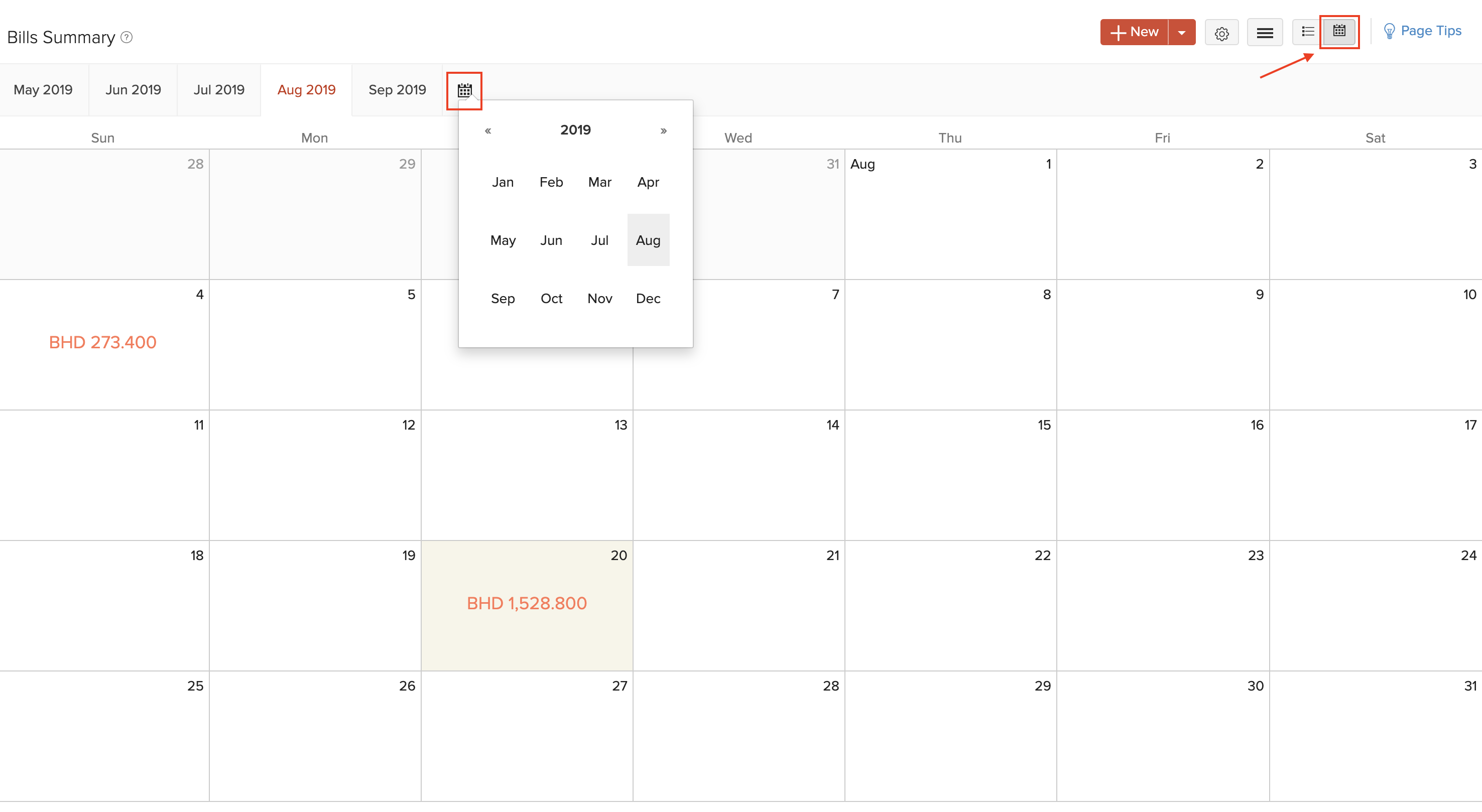 Calendar View