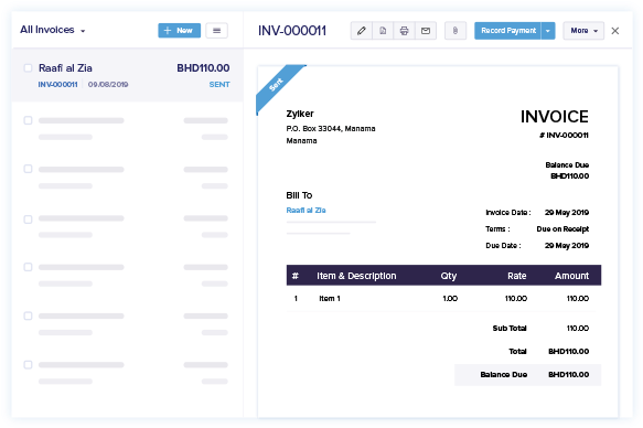 Send Professional Invoices - Startup Accounting Software | Zoho Books