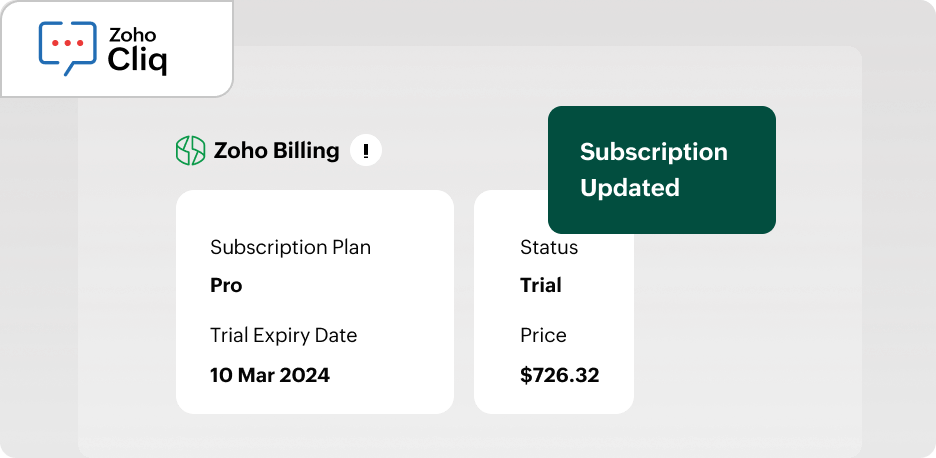 cliq notification for when a customer updates their subscription plan | Zoho Billing
