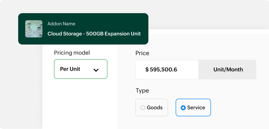 Unit-based pricing model in Zoho Billing CPQ
