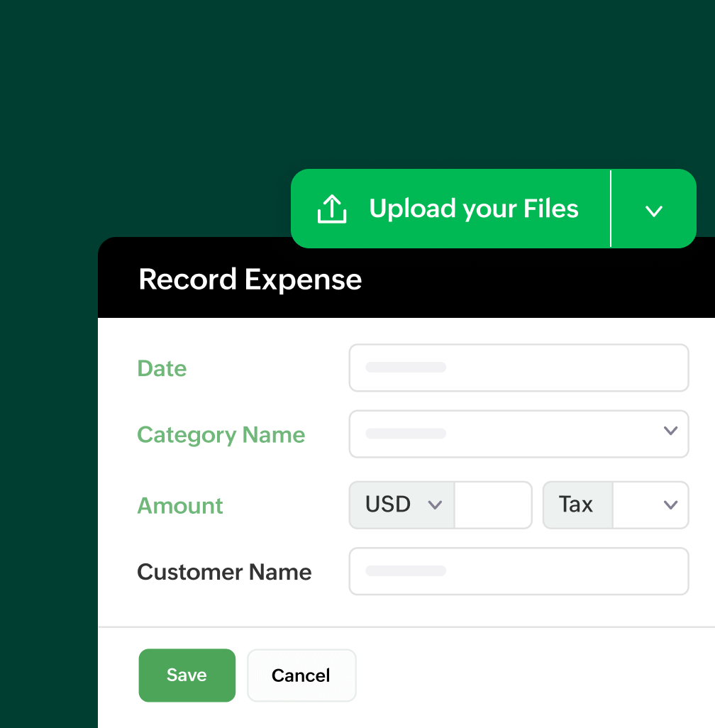 Zoho Billing's expense creation page