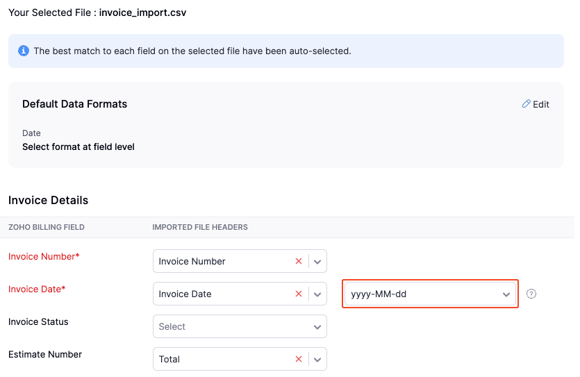Select Correct Field Format