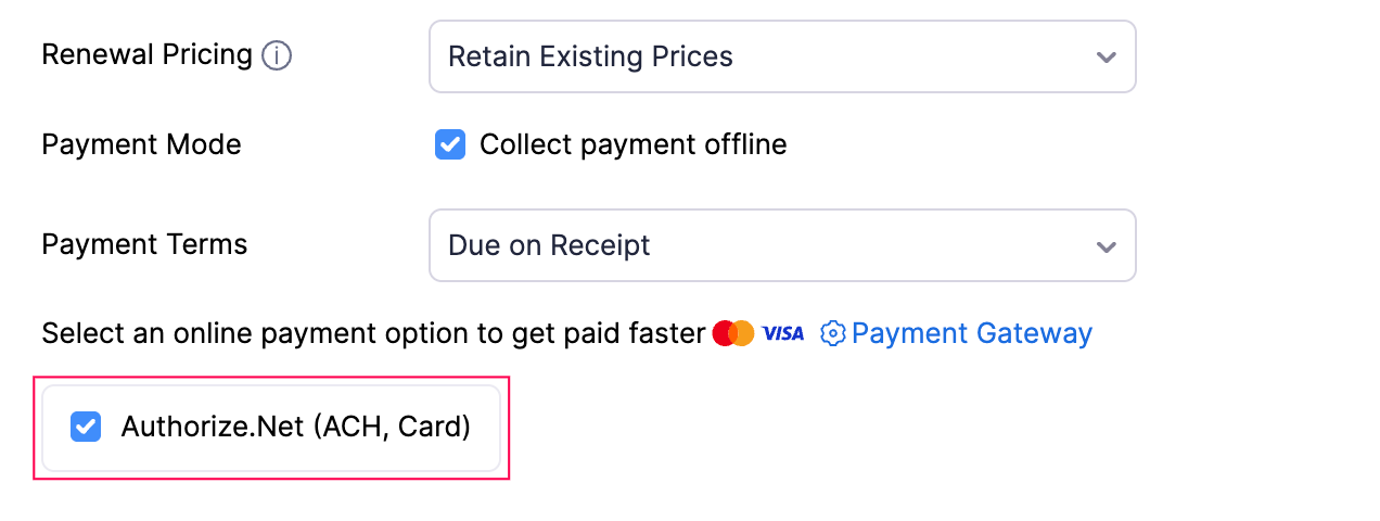 Select Authorize.Net