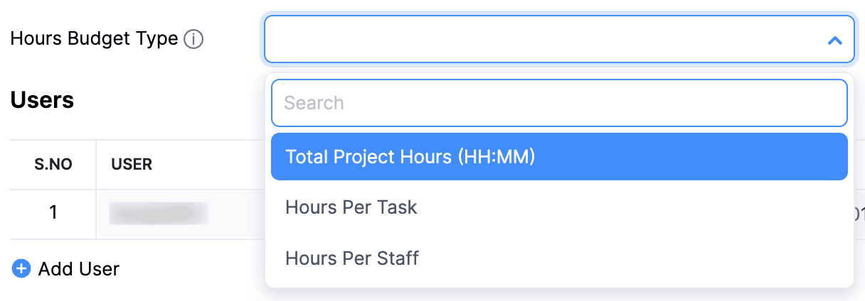 Hours Budget Type