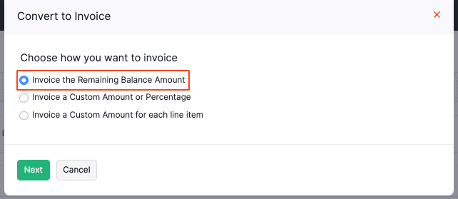Invoice Remaining Amount