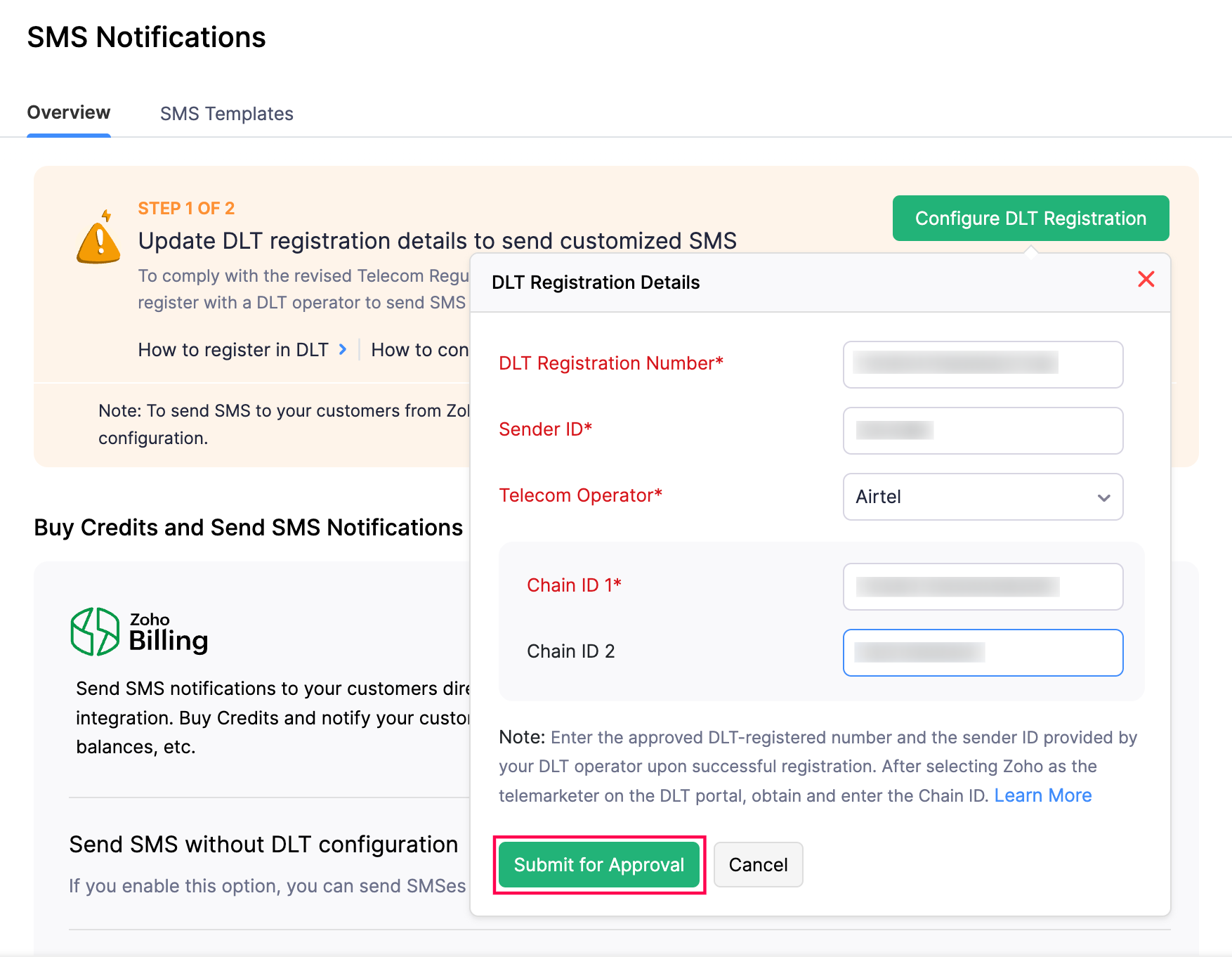 Configure DLT Registration