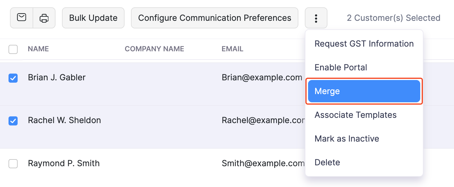 Merge Multiple Customers