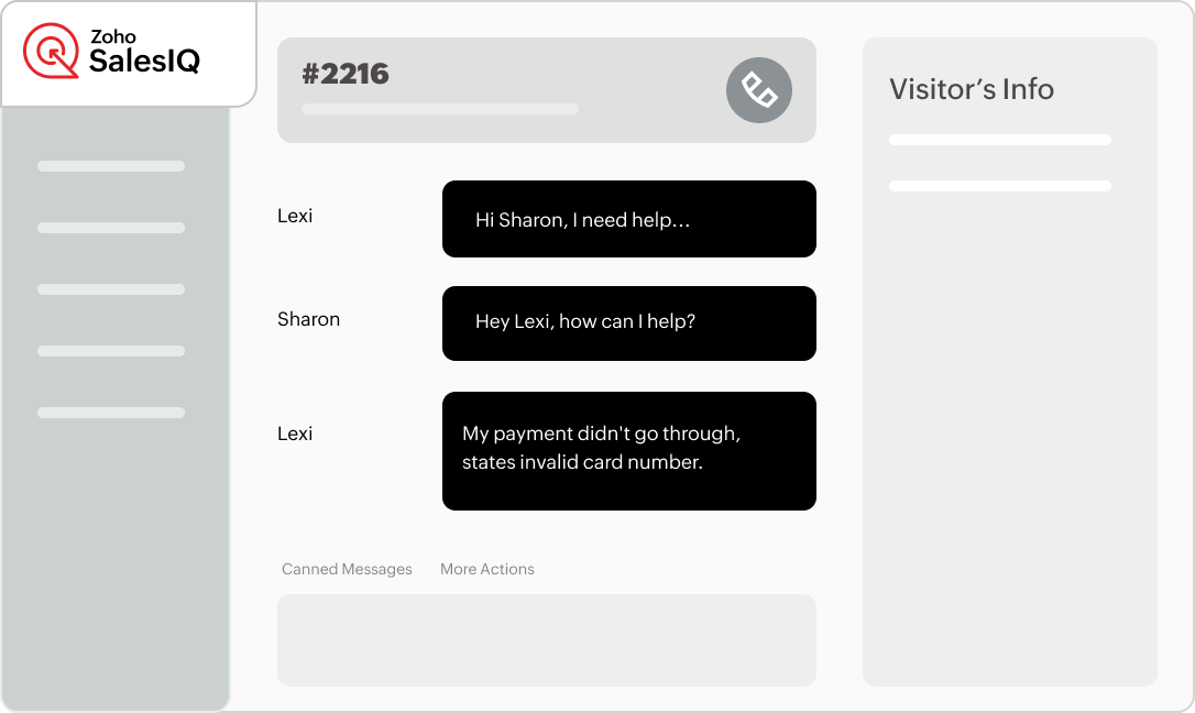 Agent assists the customer using Zoho SalesIQ.| Zoho Billing