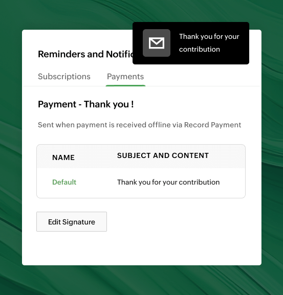 Customize notifications to acknowledge their contributions | Zoho Billing