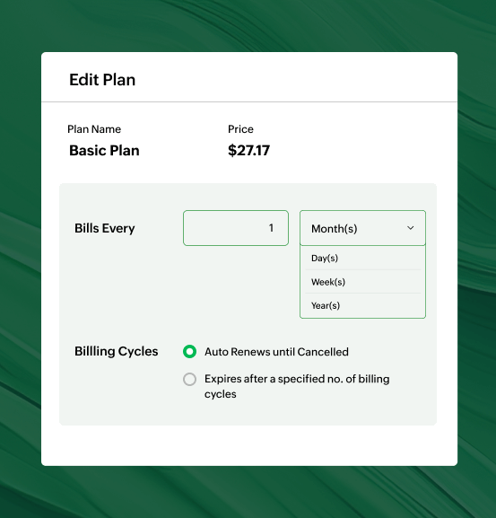 Allow your customer choose their contribution cycle | Zoho Billing