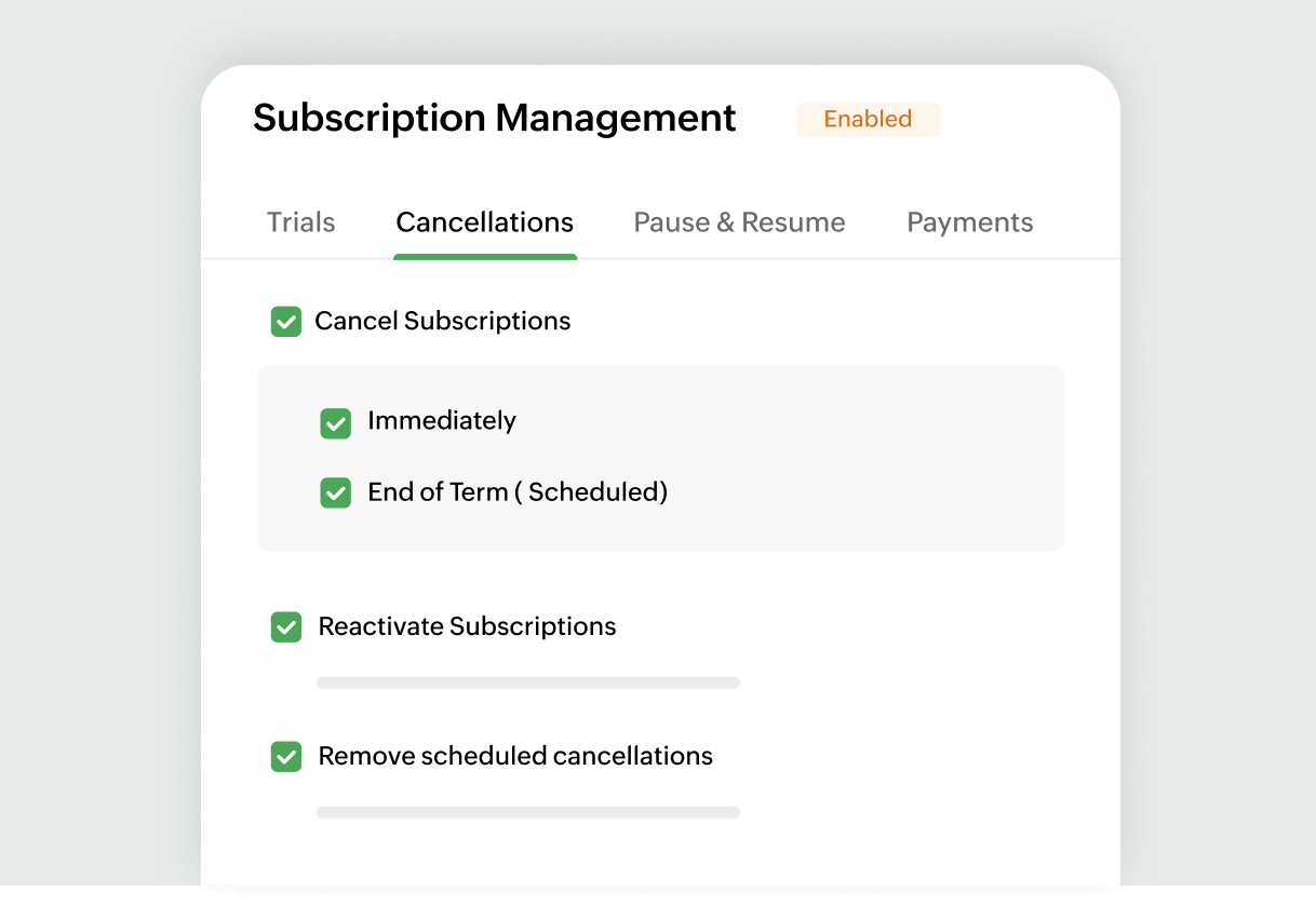 Smooth cancelation process | Zoho Billing