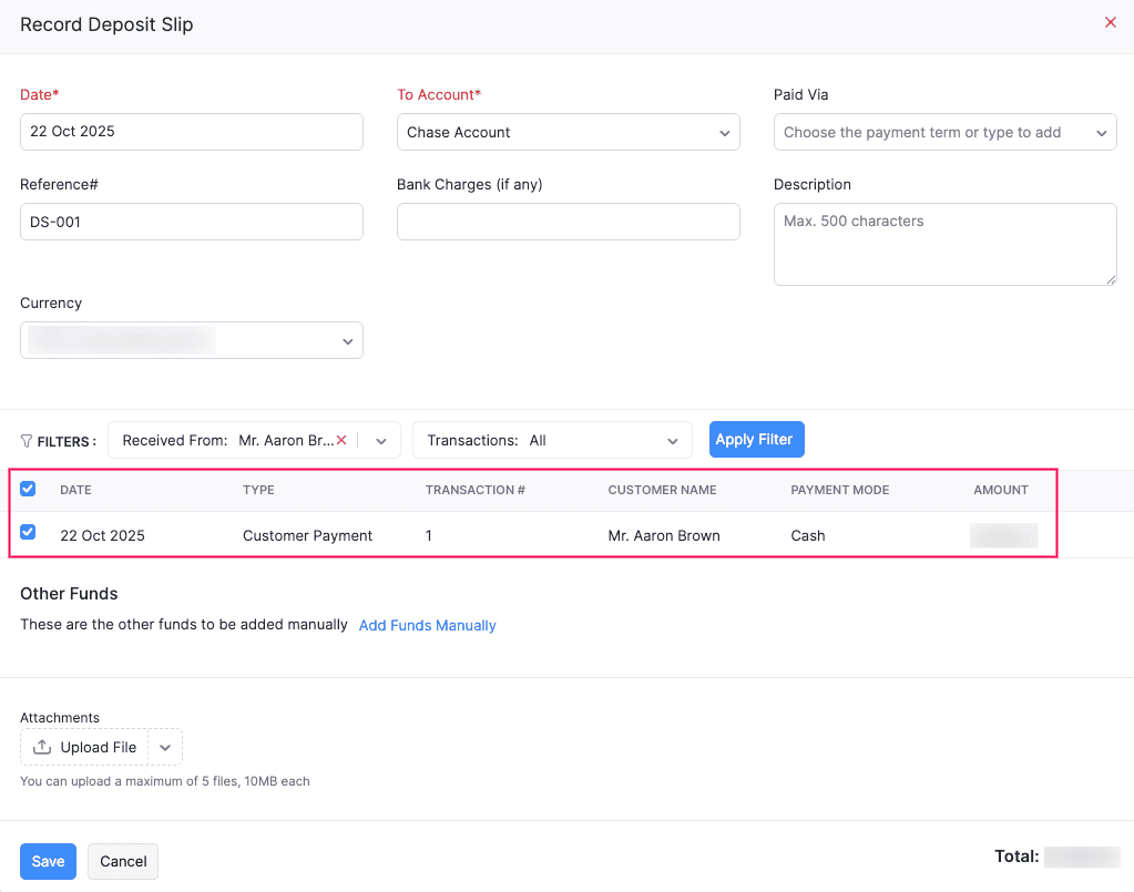 Record Depsoit Slips