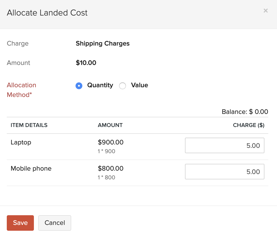 Allocate Landed Costs