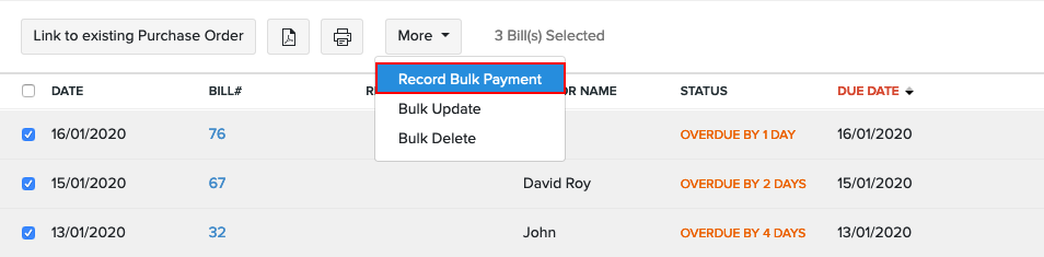 Record Bulk Payments