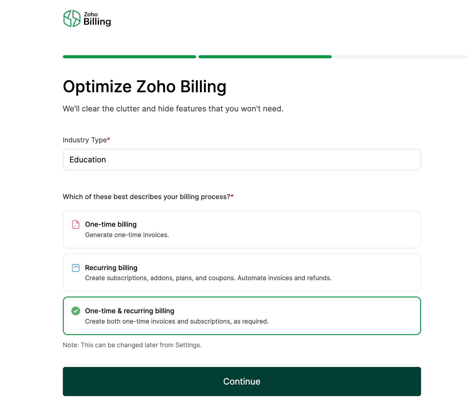 Optimize Zoho Billing page