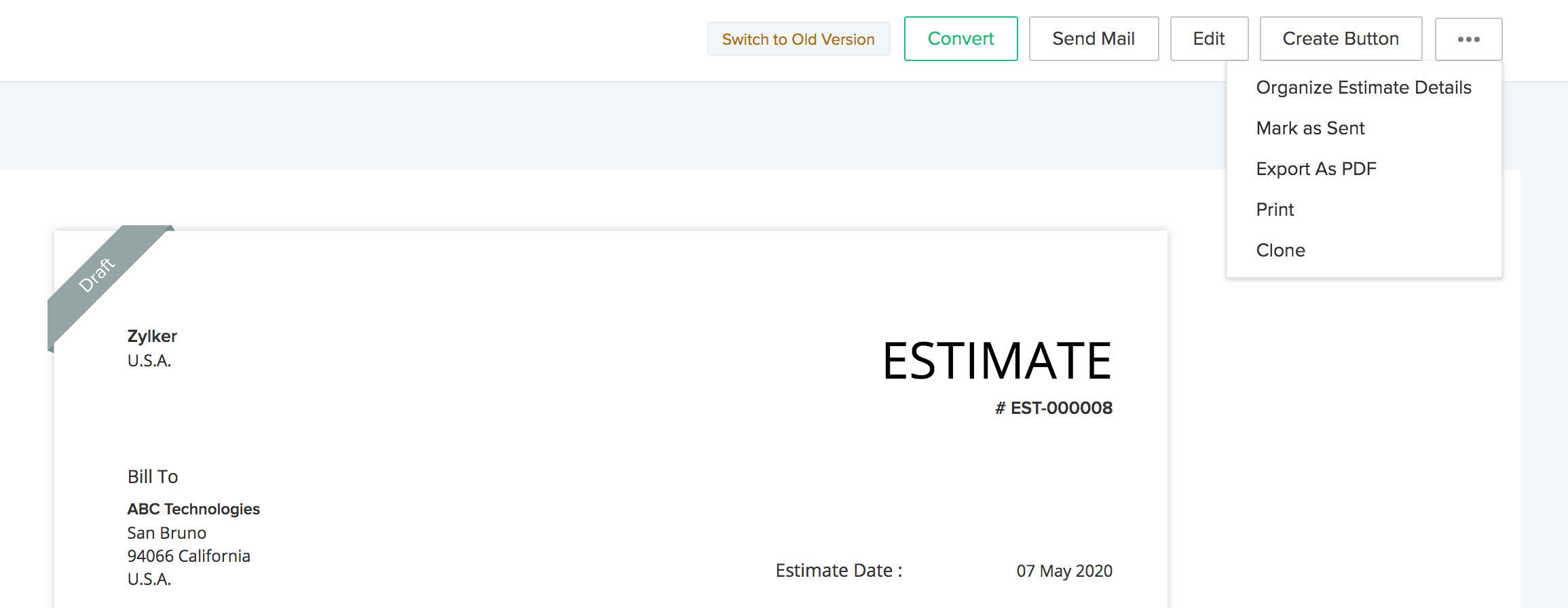 Estimate Options