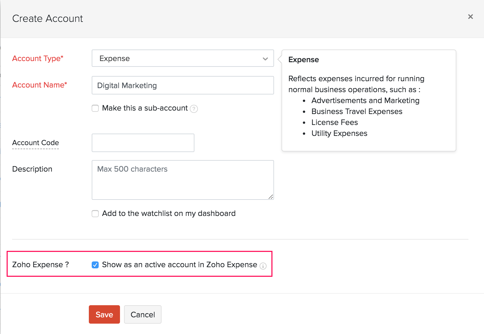 Create Expense Account