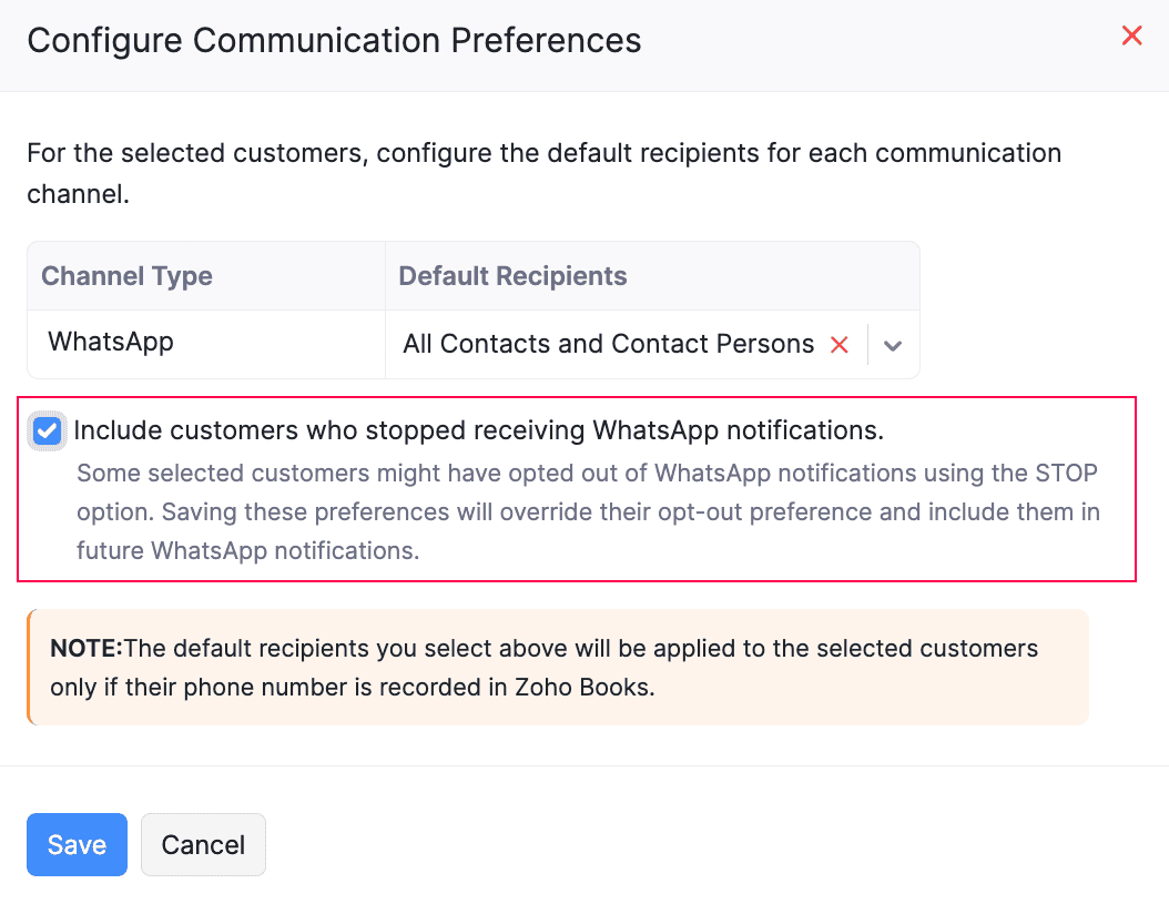 Configure Communication Preferences Popup