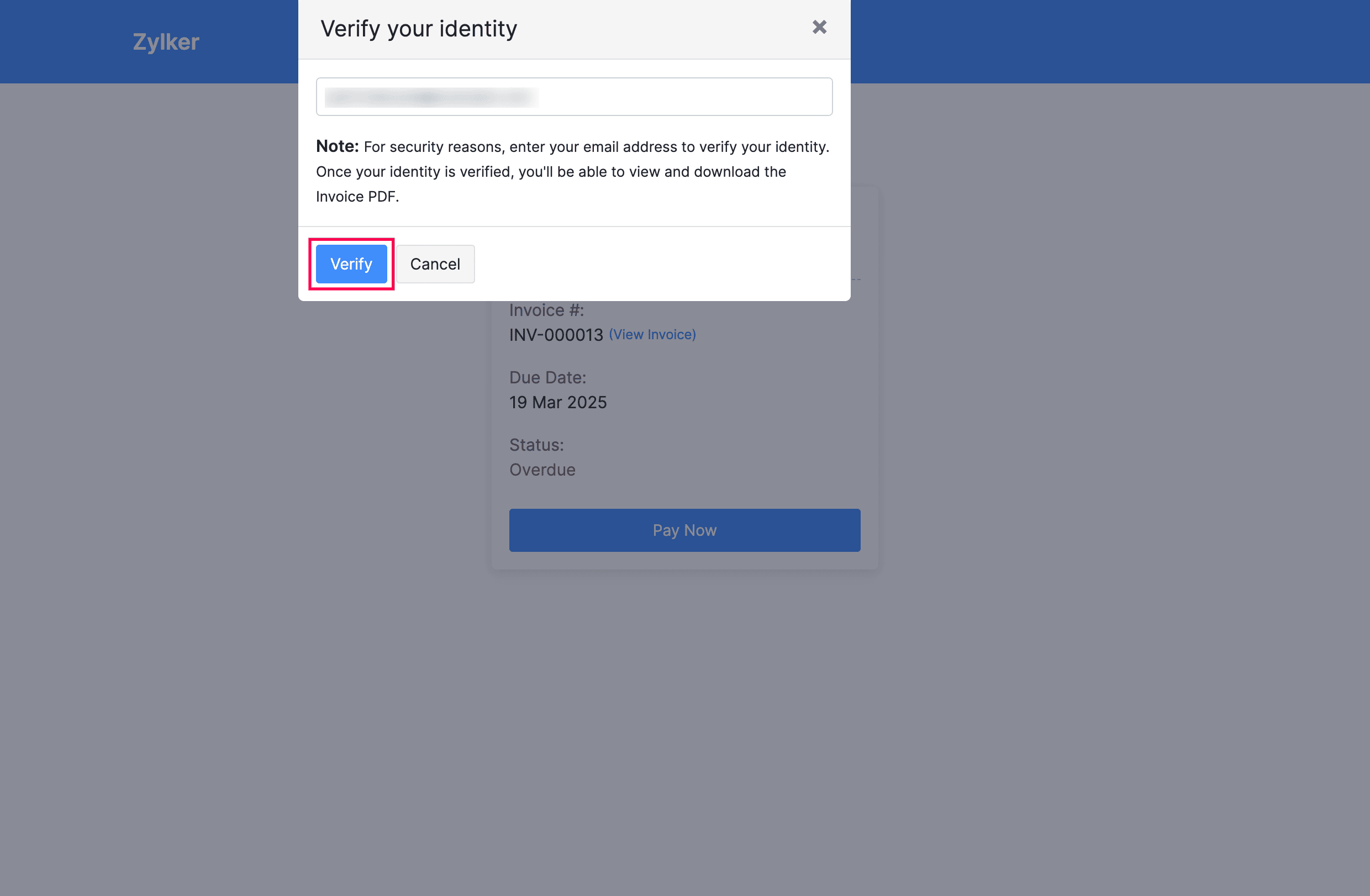Verify Your Identity Popup