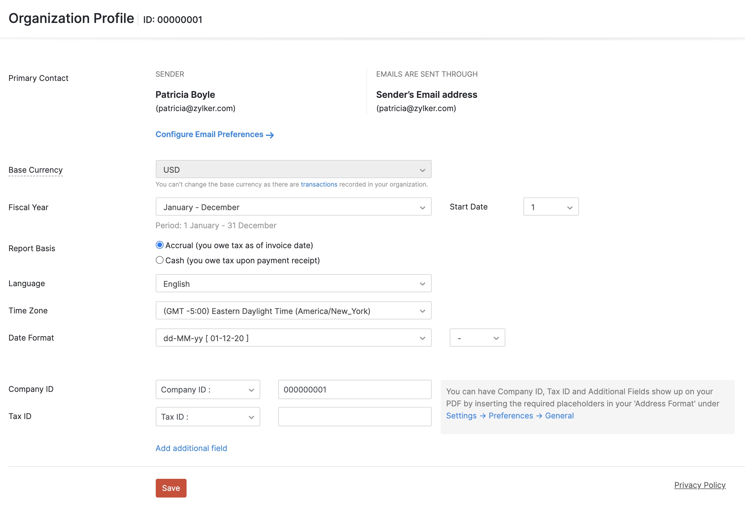 Configure org profile