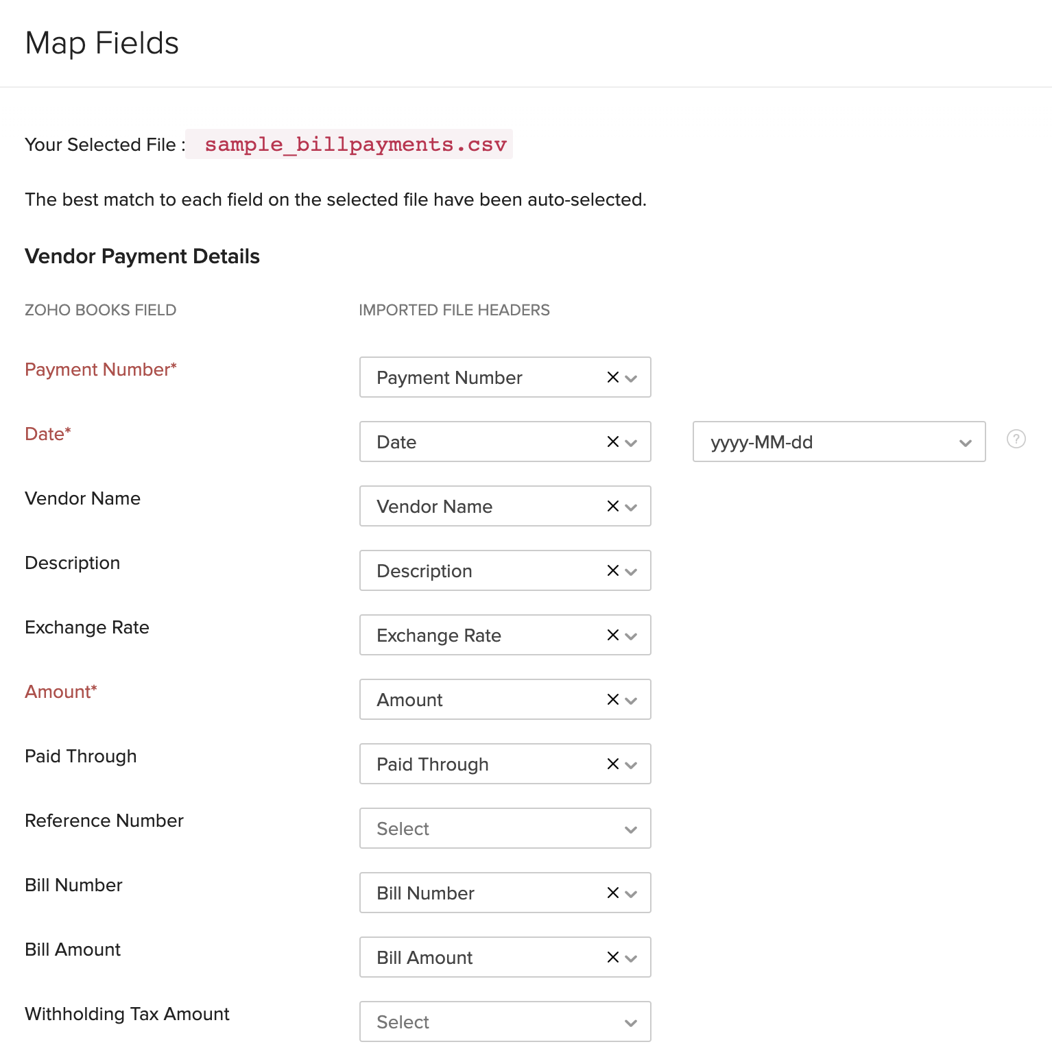 Map Fields