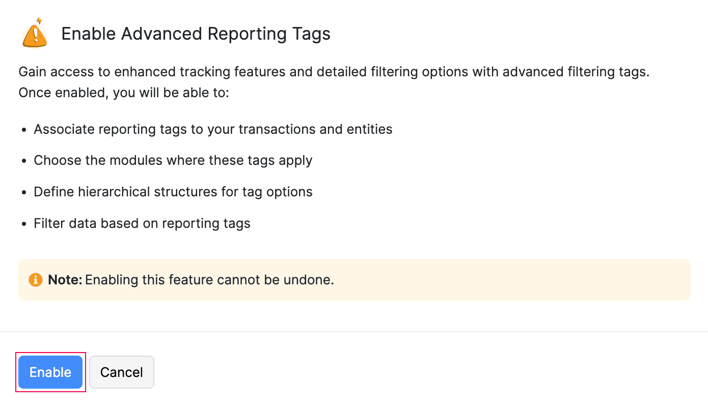 Enable Advanced Reporting Tag