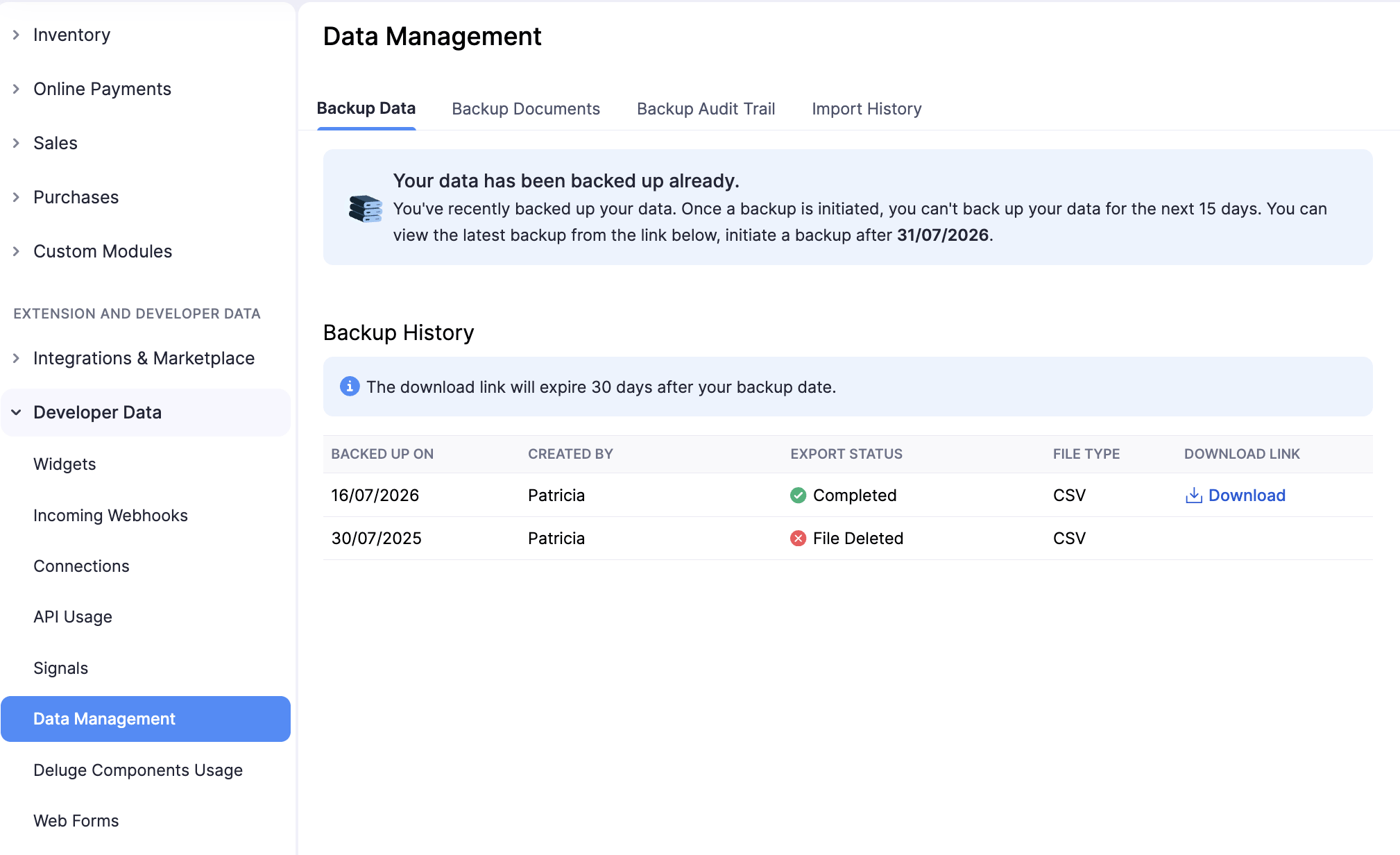 Data Backup