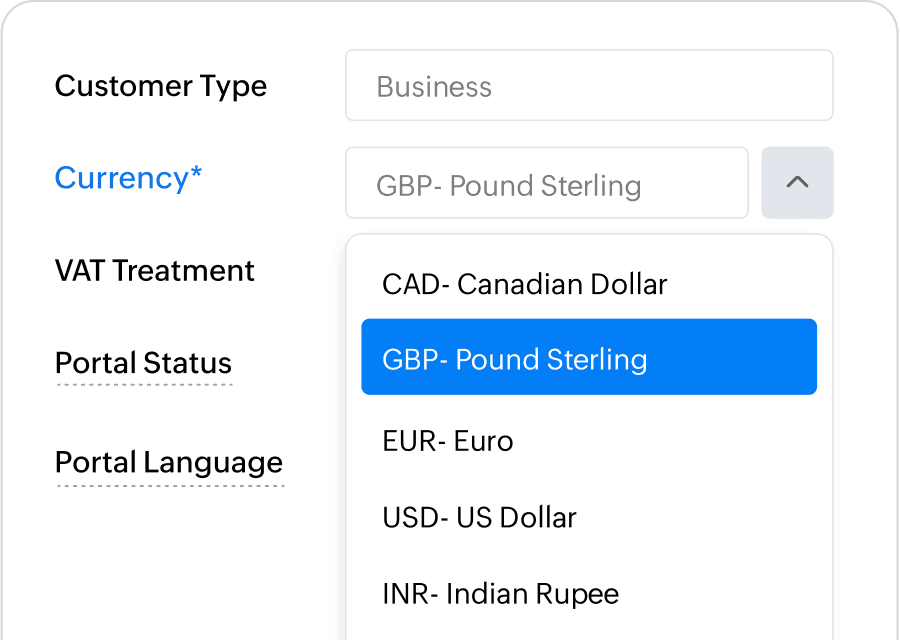 Multi-currency accounting in Zoho Books