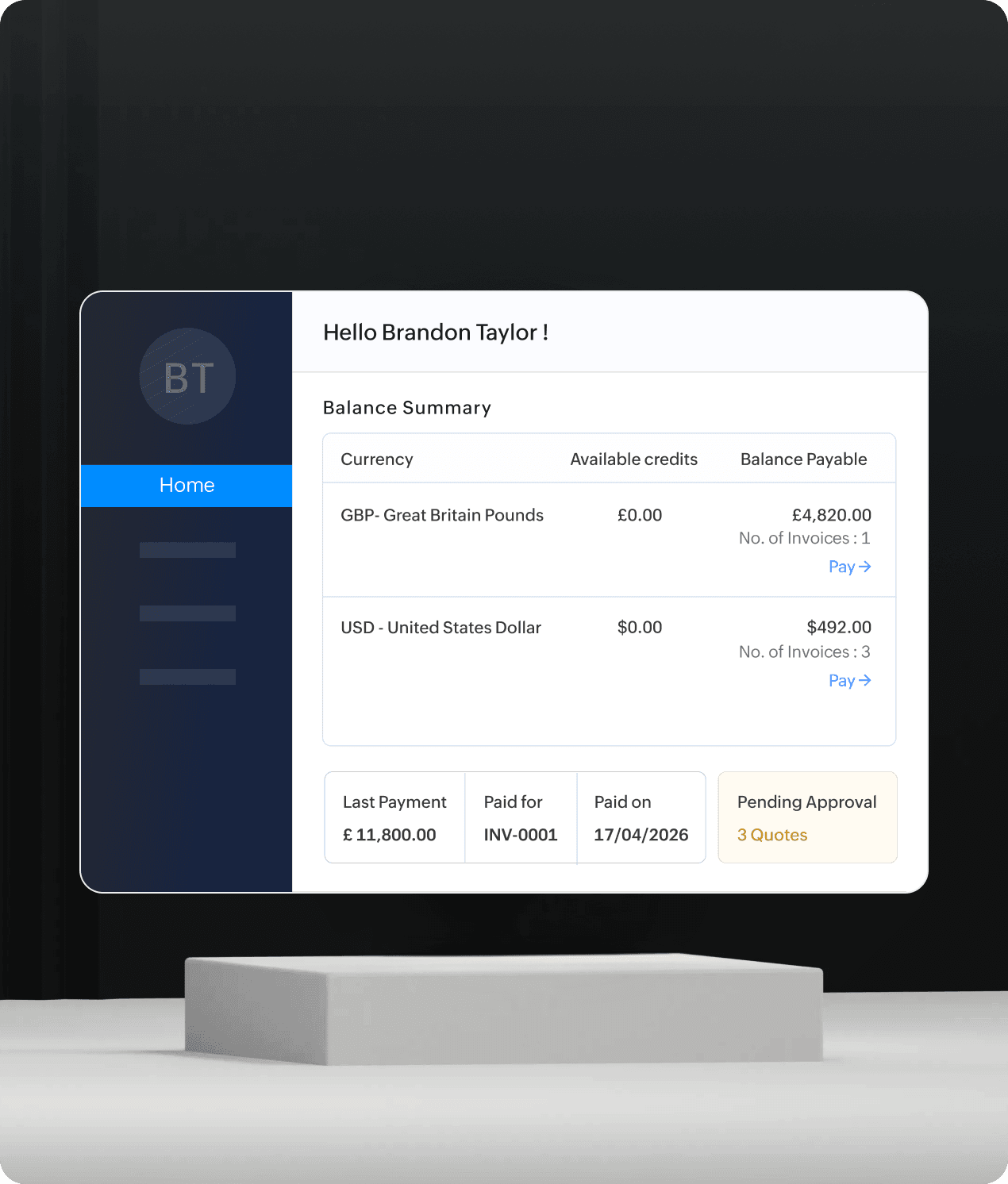 Deposits, balances, done