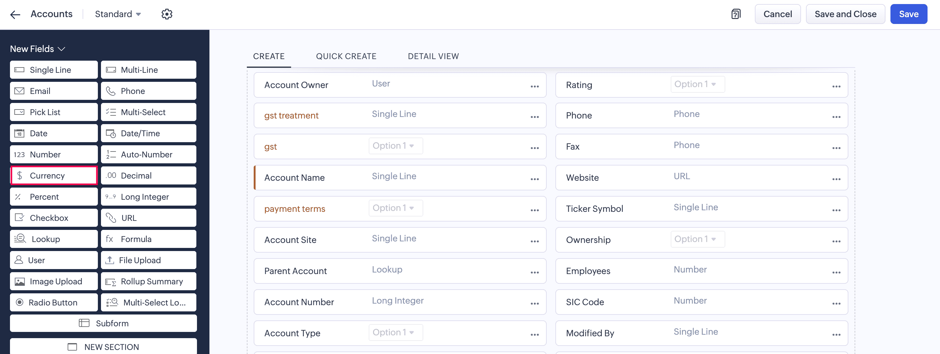Currency field in Zoho CRM