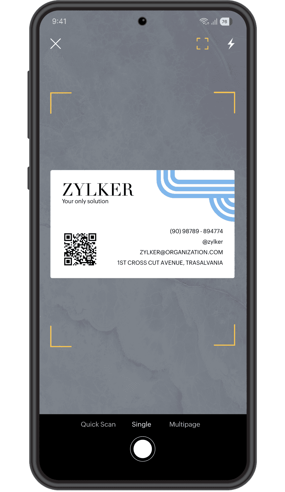 Scanner with a visiting card
