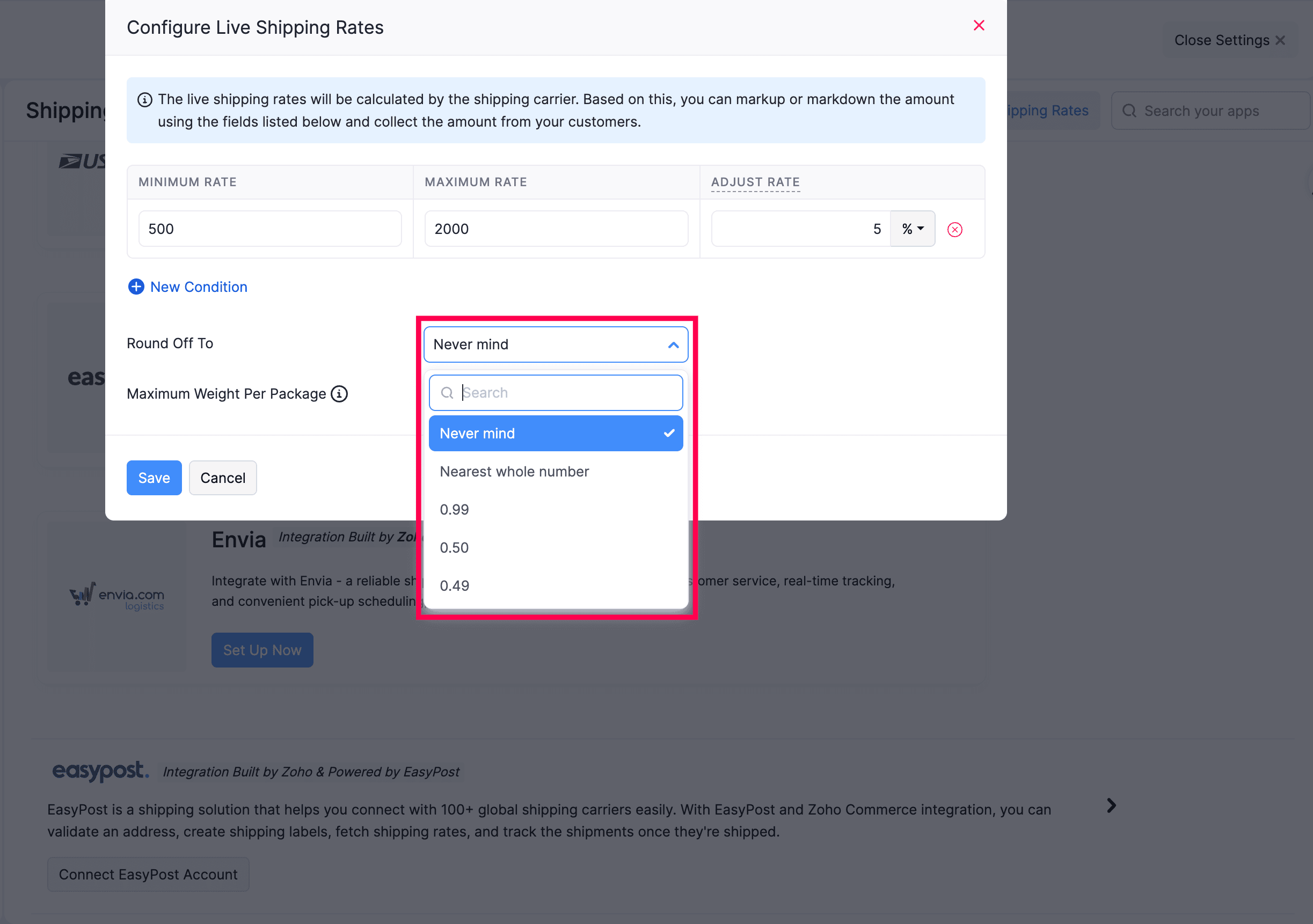 Configure Live Shipping Rates